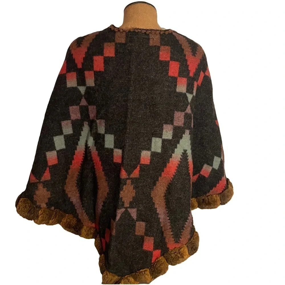 Tasha Polizza Geometric Patterned Poncho/cape Sweater size 1
